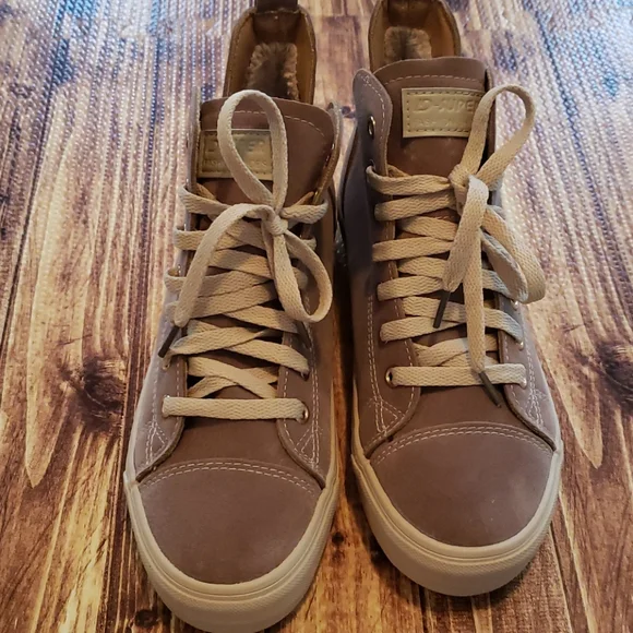 Fashion casual Sneakers Taupe faux fur lined casual comfort mid ankle high tops - Picture 6 of 9